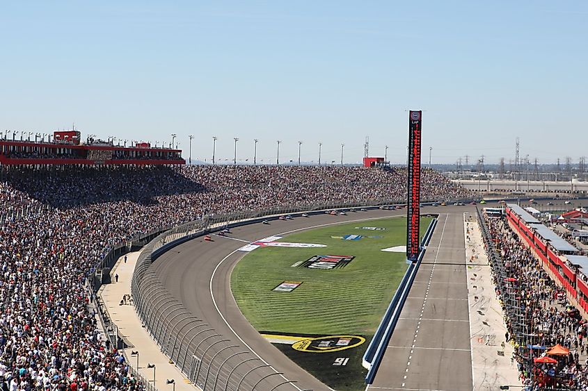 The Auto Club Speedway hosts the running of the Pepsi Max 400 at the Auto Club Speedway in Fontana, California