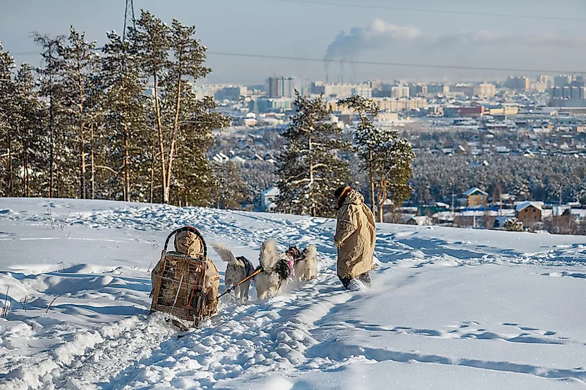 Winter view of Yakutsk, Russia.