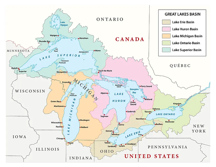 Map of the Great Lakes