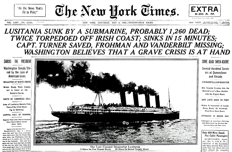 The New York Times article expressed the immediate recognition of the serious implications of the sinking