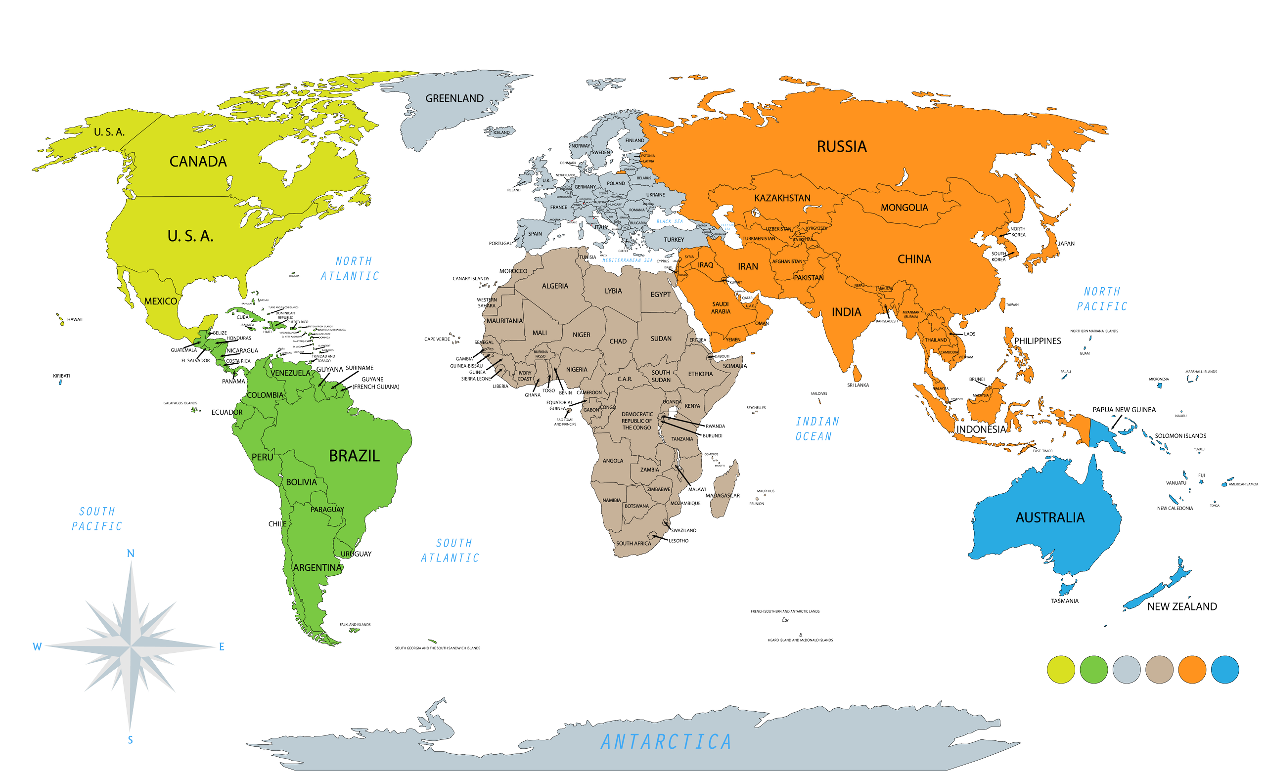 Continents of the world.